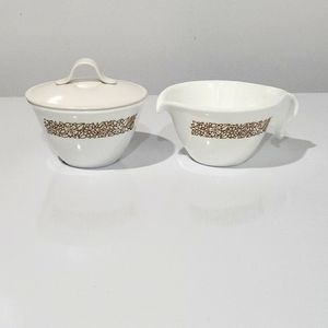 Vintage Corelle Woodland Brown Creamer & Sugar